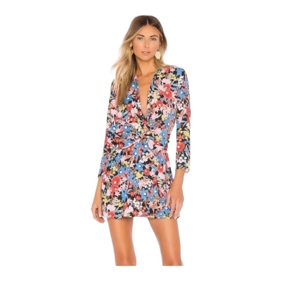 RESA Floral Wrap V-Neck Long Sleeve Mini Dress XS - Picture 5 of 11